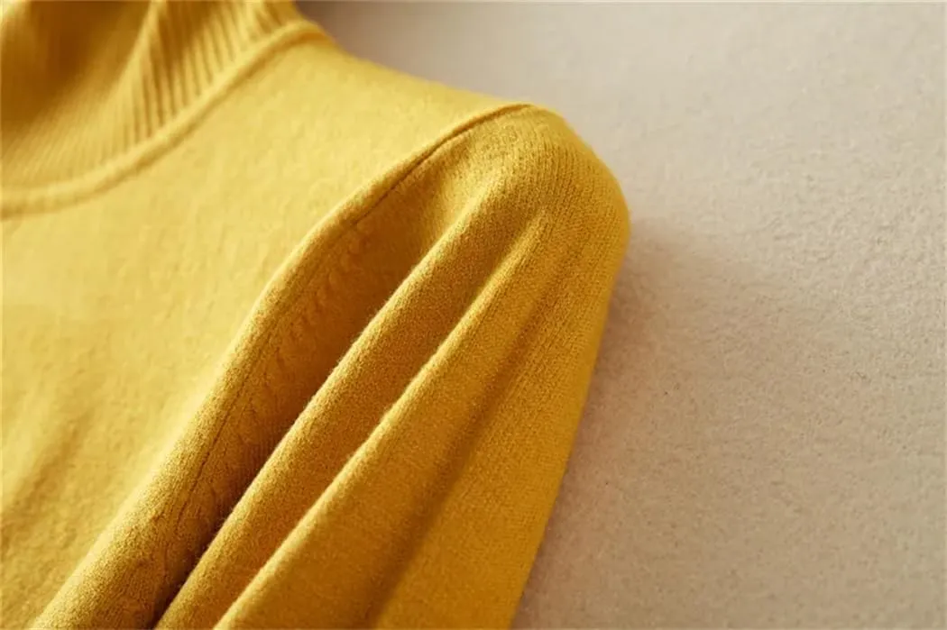 Autumn Winter Women Pullover Solid Thick Knitted Sweater Women's Turtleneck Oversize Sweater