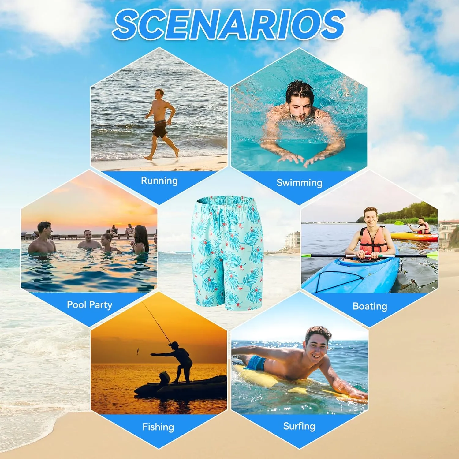 Boys Swim Trunks Quick-Dry w/Ultra Soft Jersey Lining Premium Eco Material UPF 50 