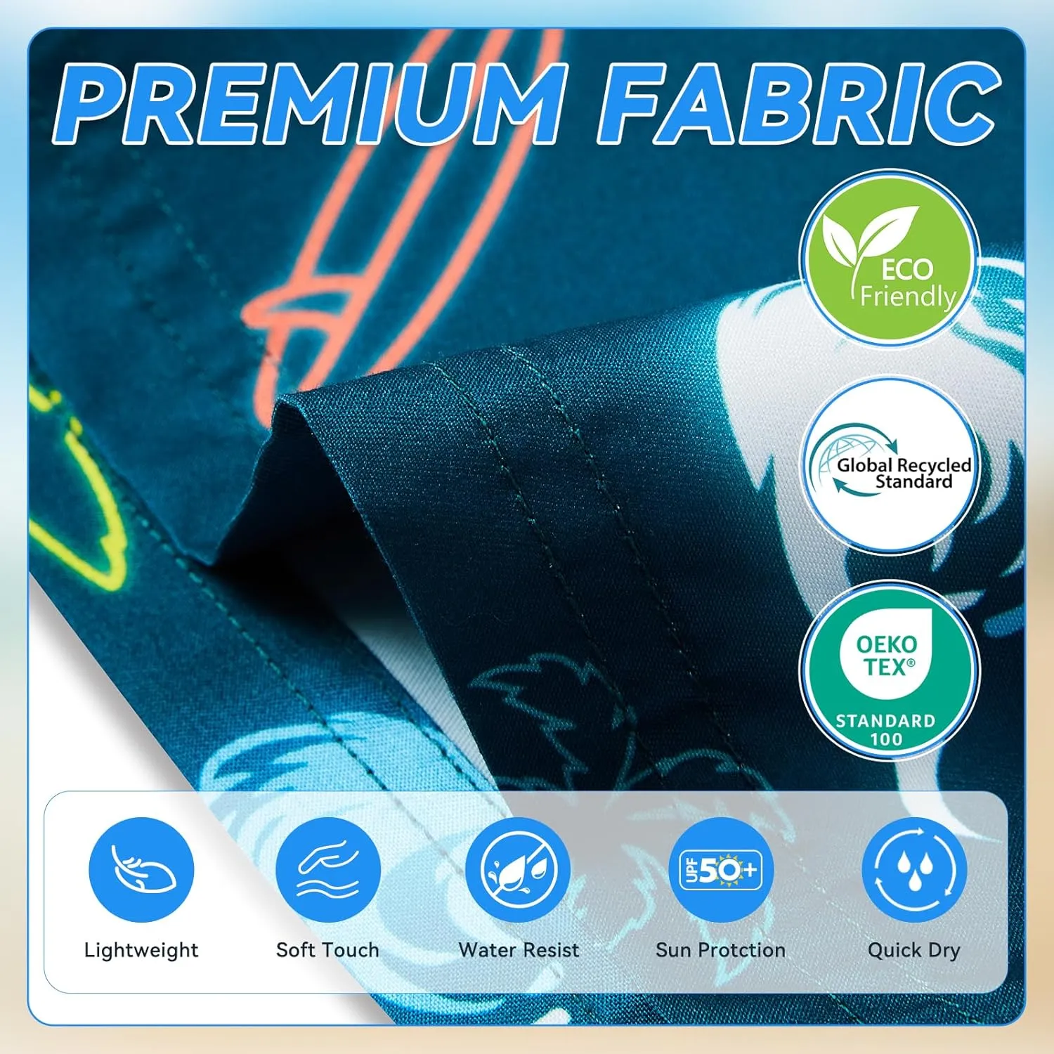 Boys Swim Trunks Quick-Dry w/Ultra Soft Jersey Lining Premium Eco Material UPF 50 