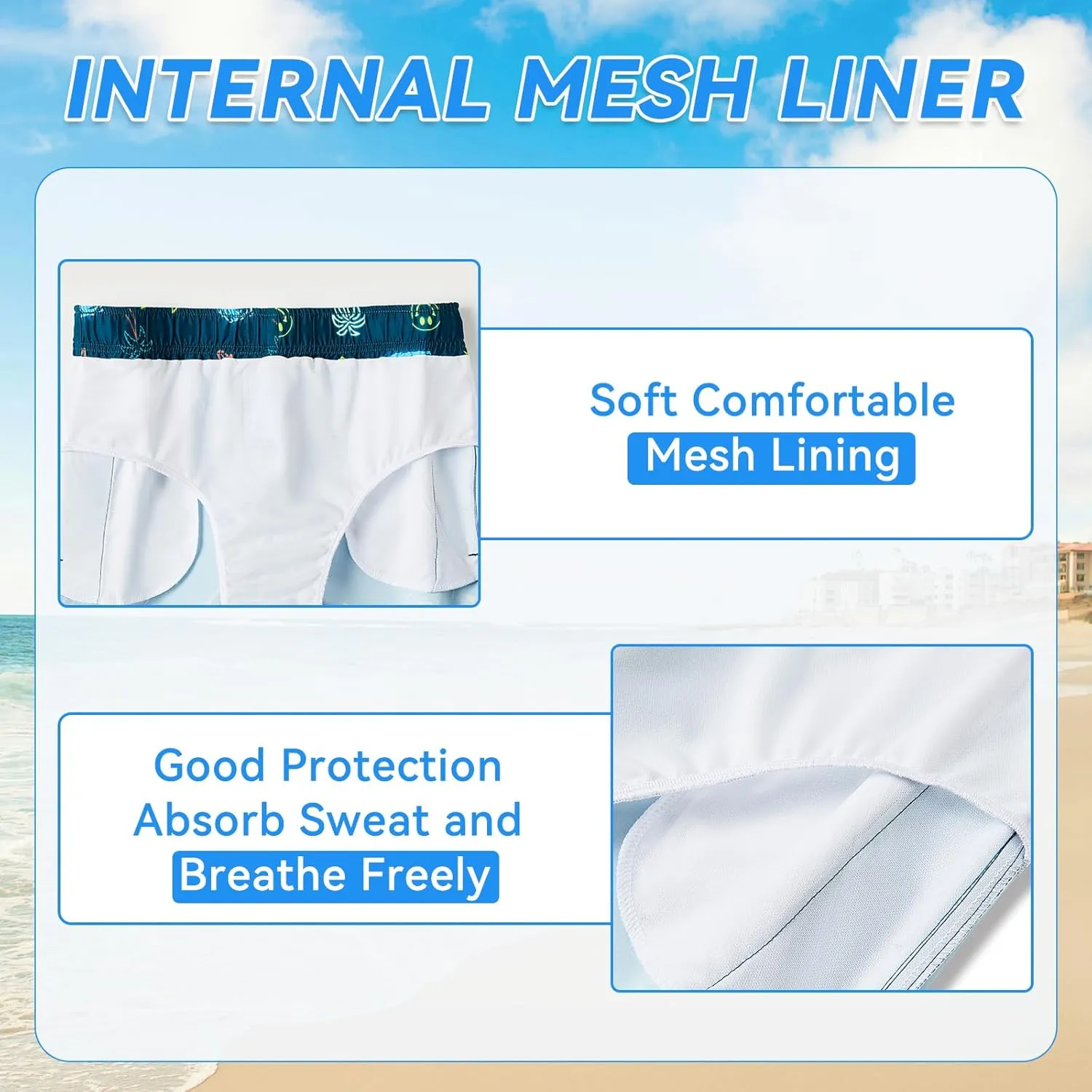 Boys Swim Trunks Quick-Dry w/Ultra Soft Jersey Lining Premium Eco Material UPF 50 