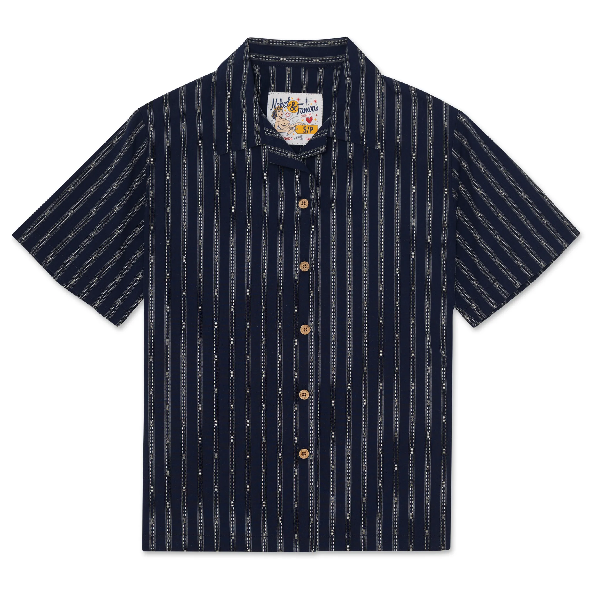 Camp Collar Shirt  - Vintage Dobby Stripes - Navy