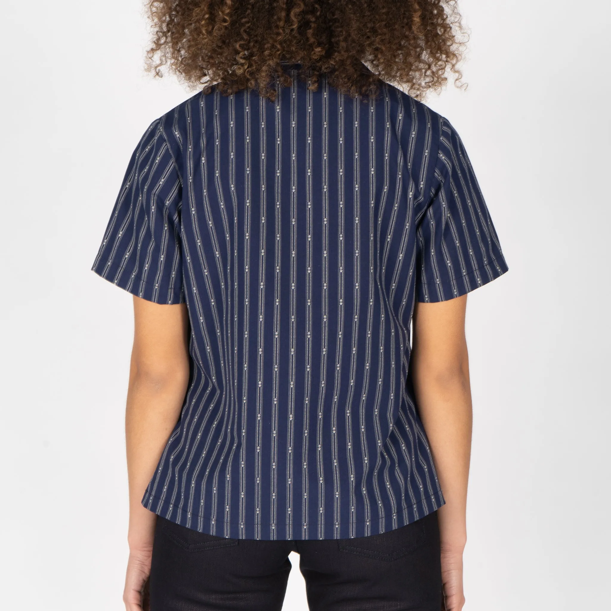 Camp Collar Shirt  - Vintage Dobby Stripes - Navy