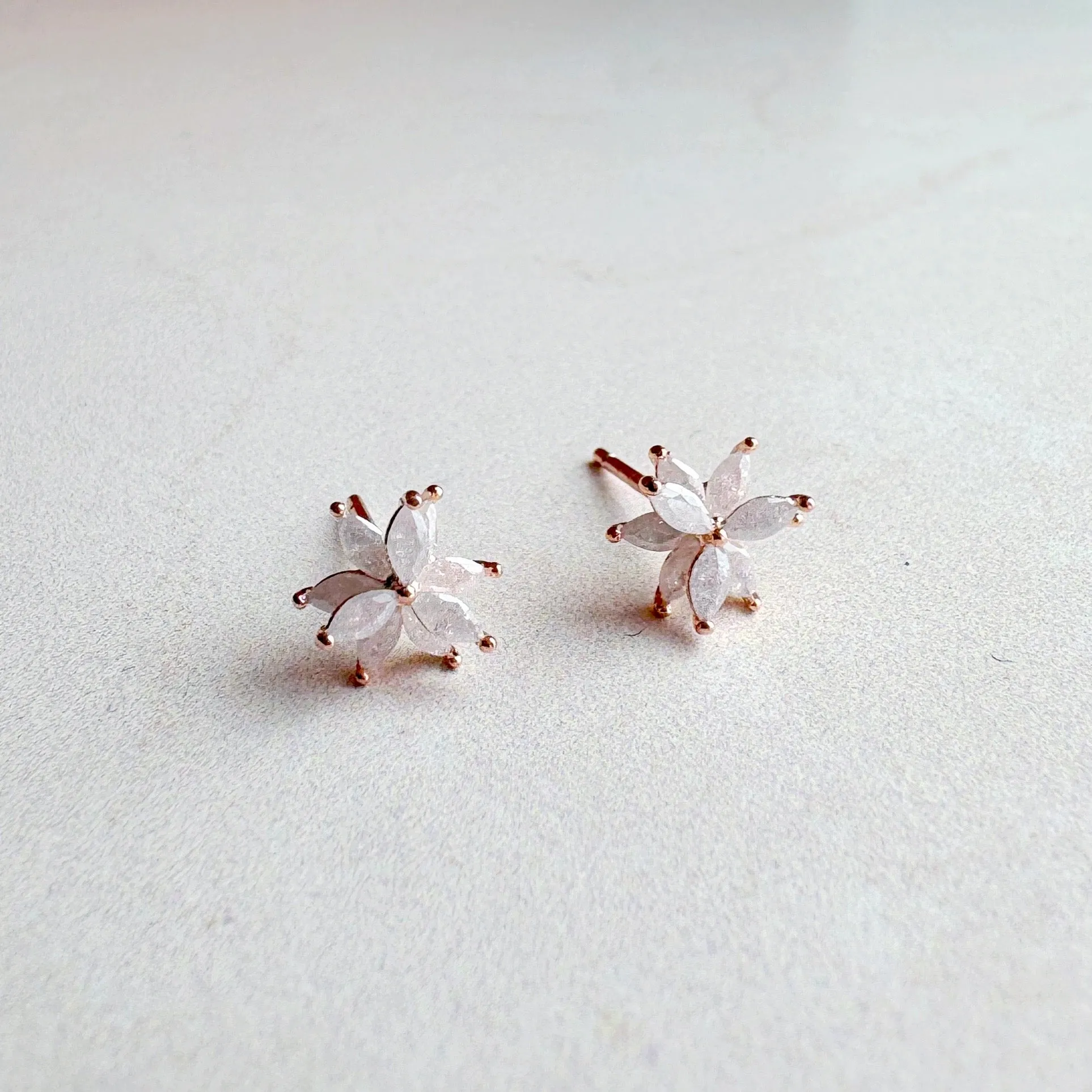 Crystal Petals Rose Gold Mini Stud Earrings
