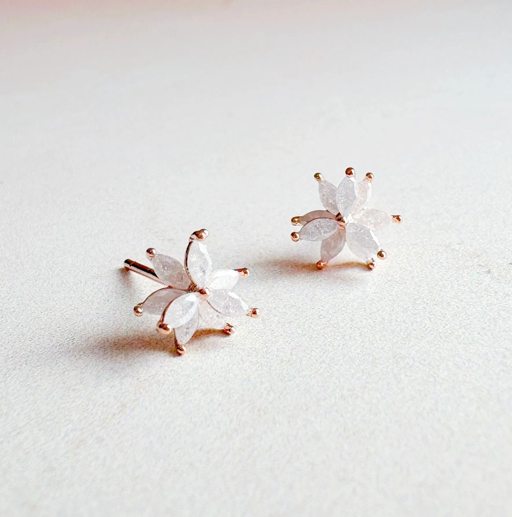 Crystal Petals Rose Gold Mini Stud Earrings