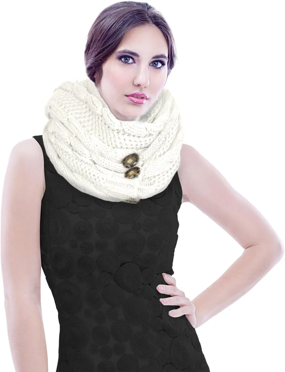 Dahlia Women's Thick Winter Cable Knit Infinity Scarf