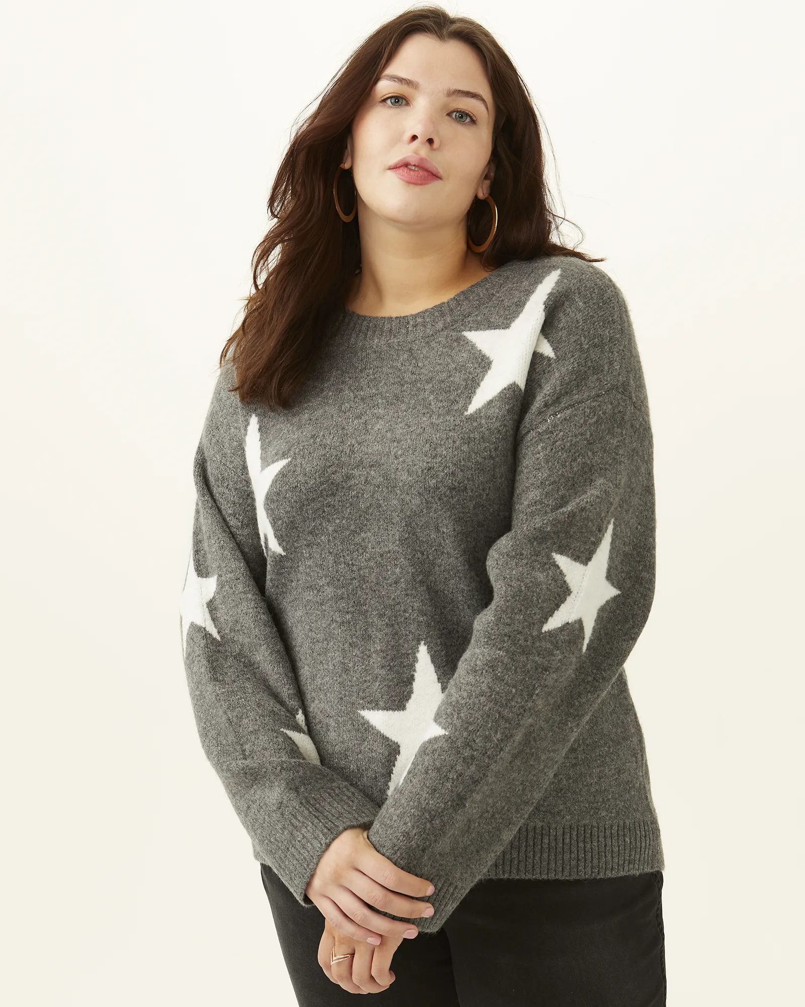 Eirisse Star Pattern Sweater | Charcoal Grey / White