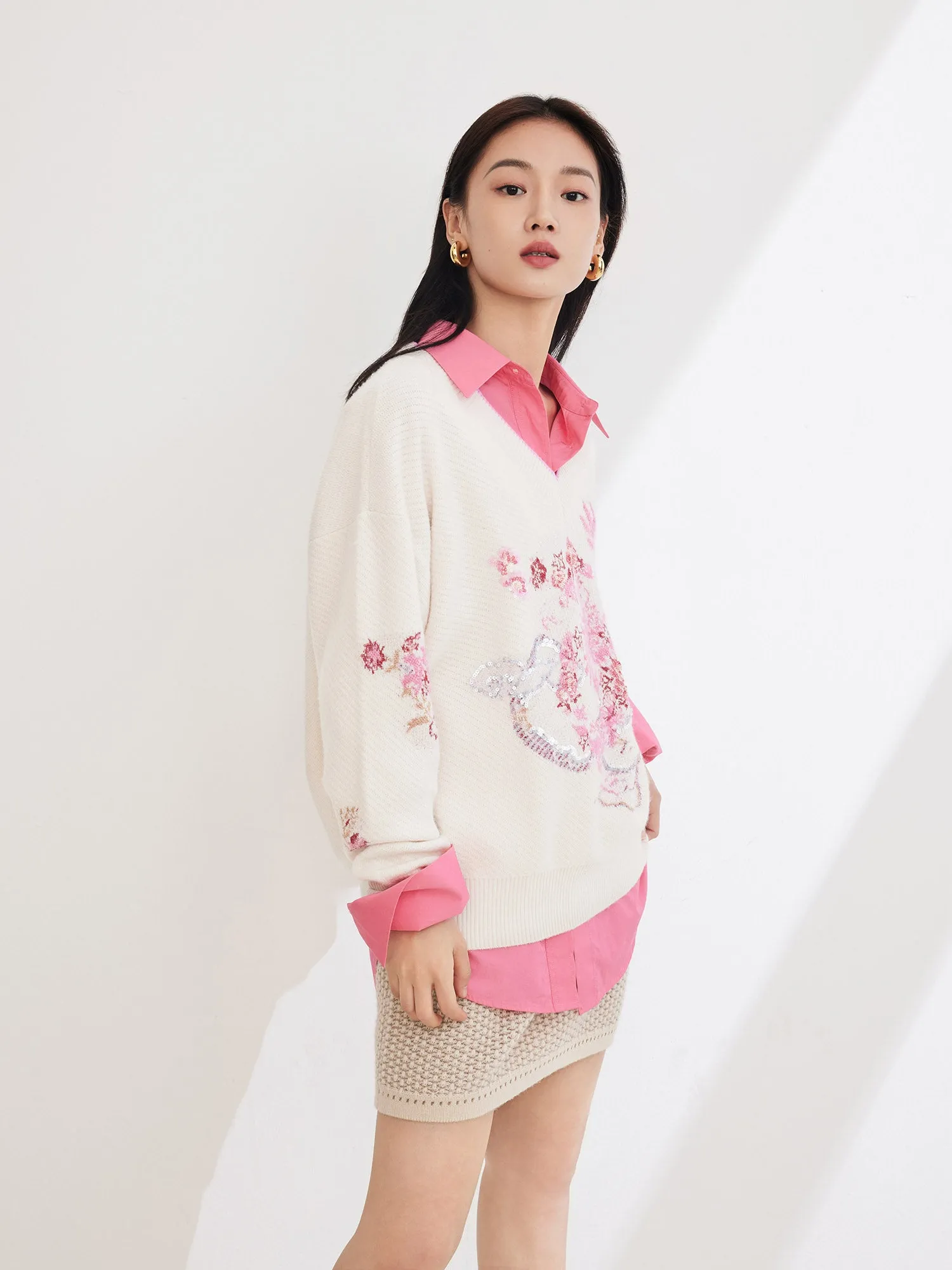 EP YAYING Relaxed Fit Wool Knit Sweater