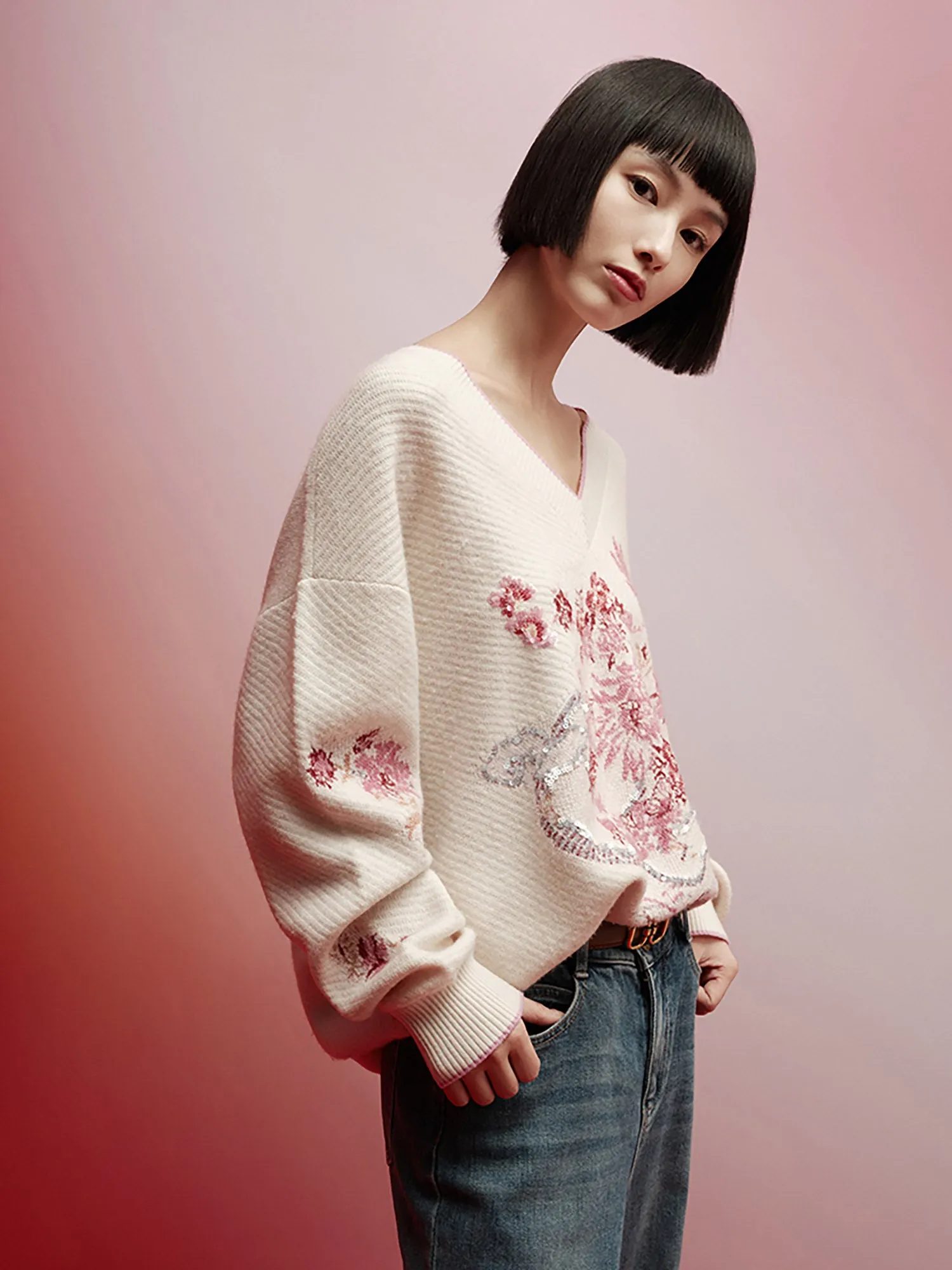 EP YAYING Relaxed Fit Wool Knit Sweater
