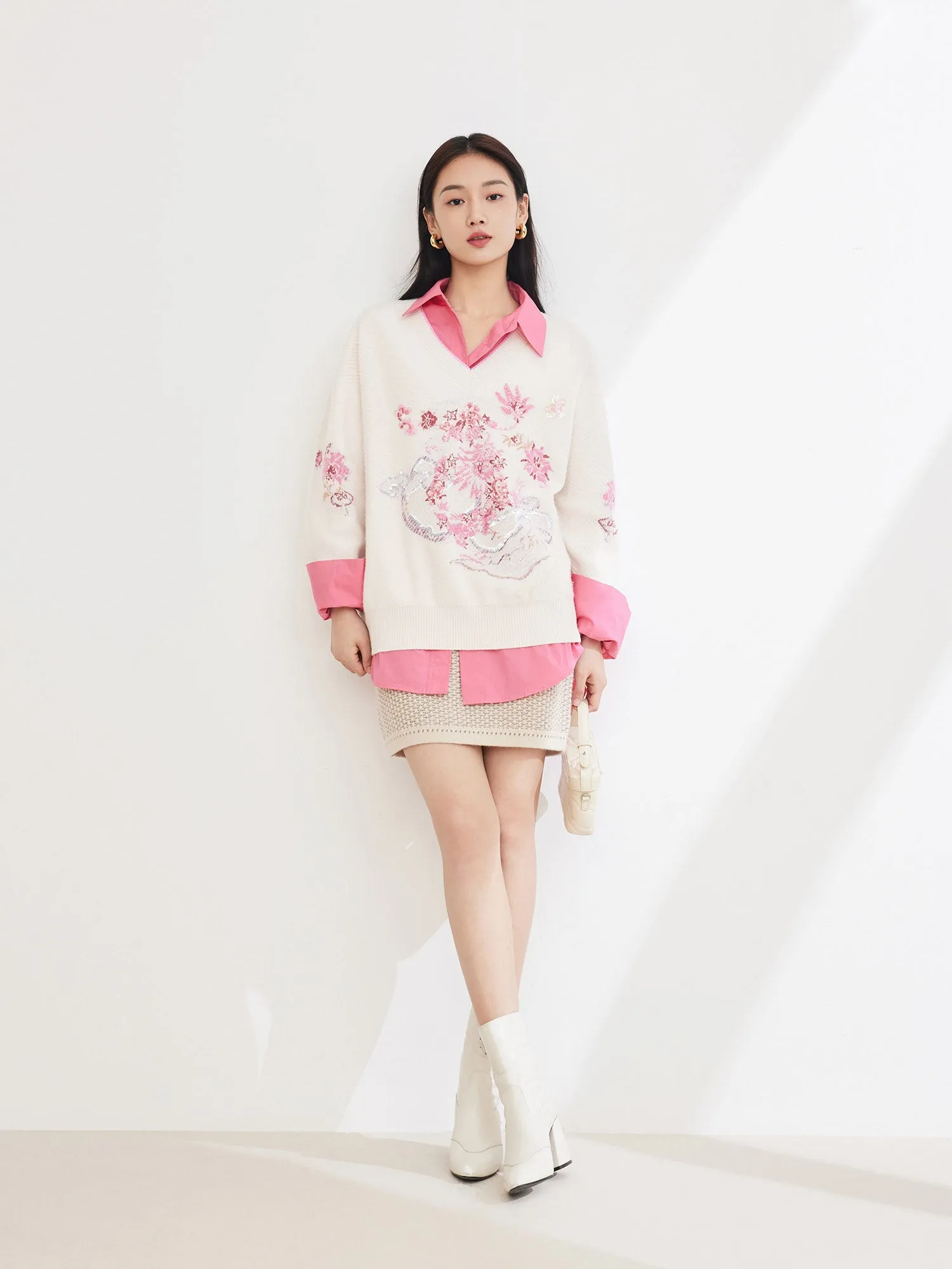 EP YAYING Relaxed Fit Wool Knit Sweater