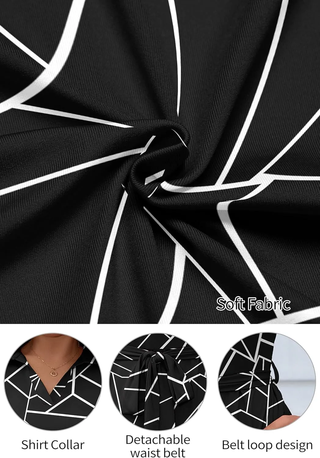 FANDEE Plus Size Midi Dress for Women - Printing Summer Dresses for Wedding Guest Cocktail Party 3/4 Sleeve V Neck（XL-5XL）