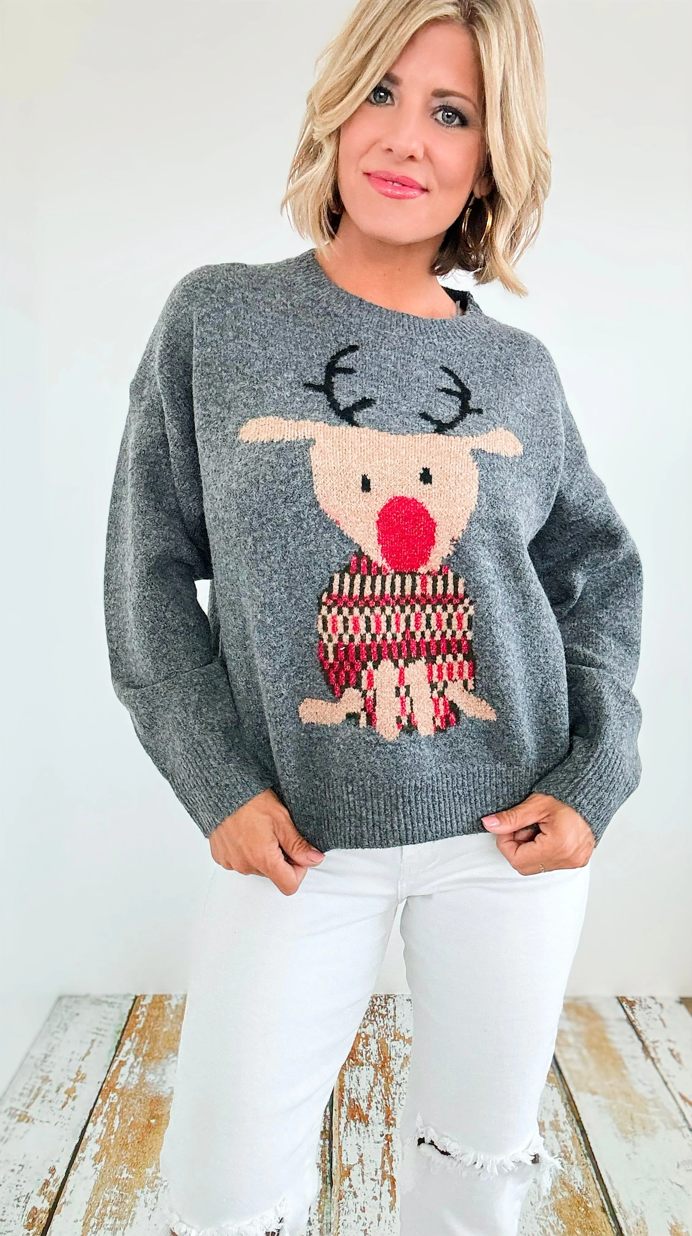 Festive Reindeer Knit Sweater