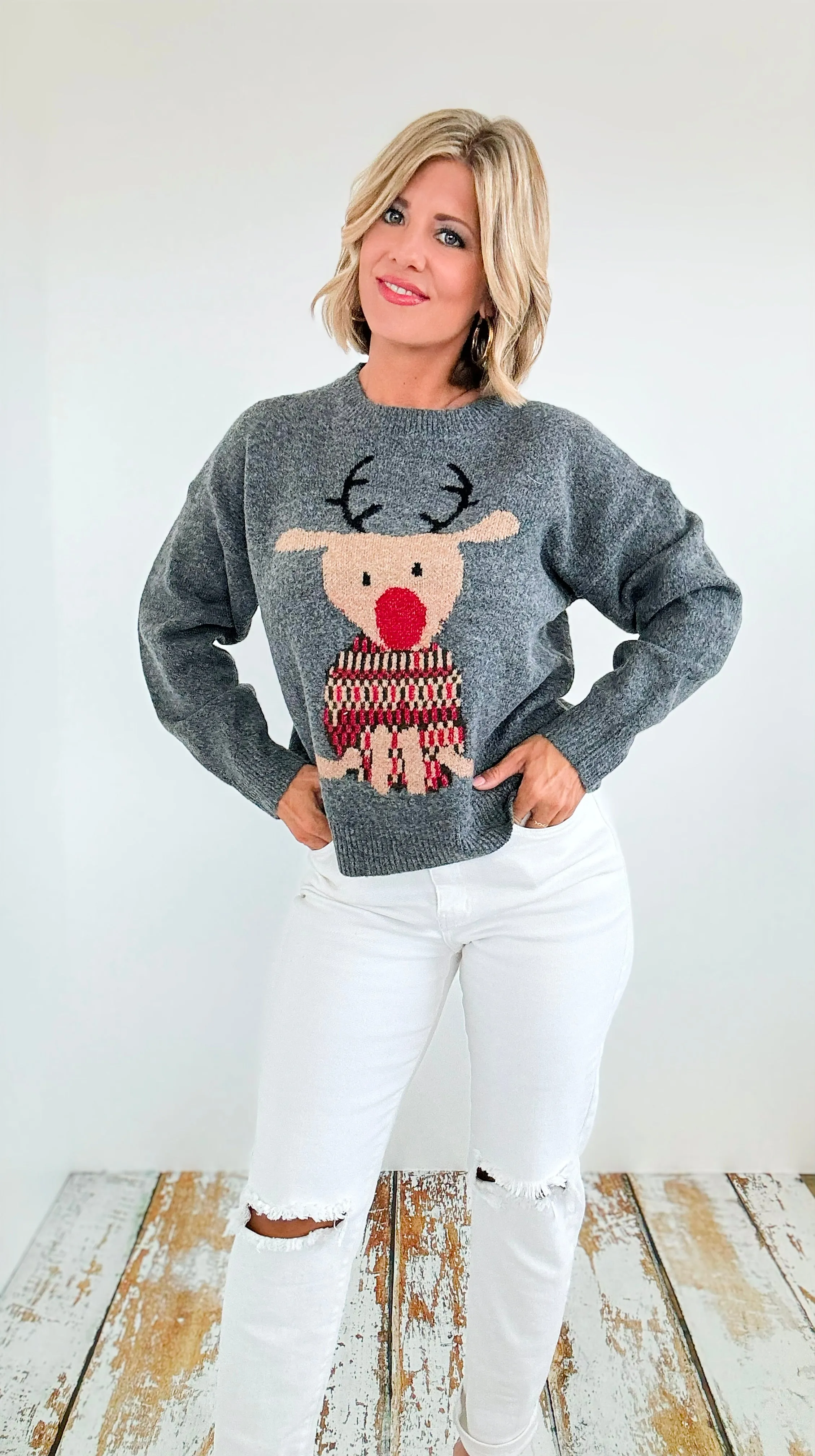 Festive Reindeer Knit Sweater