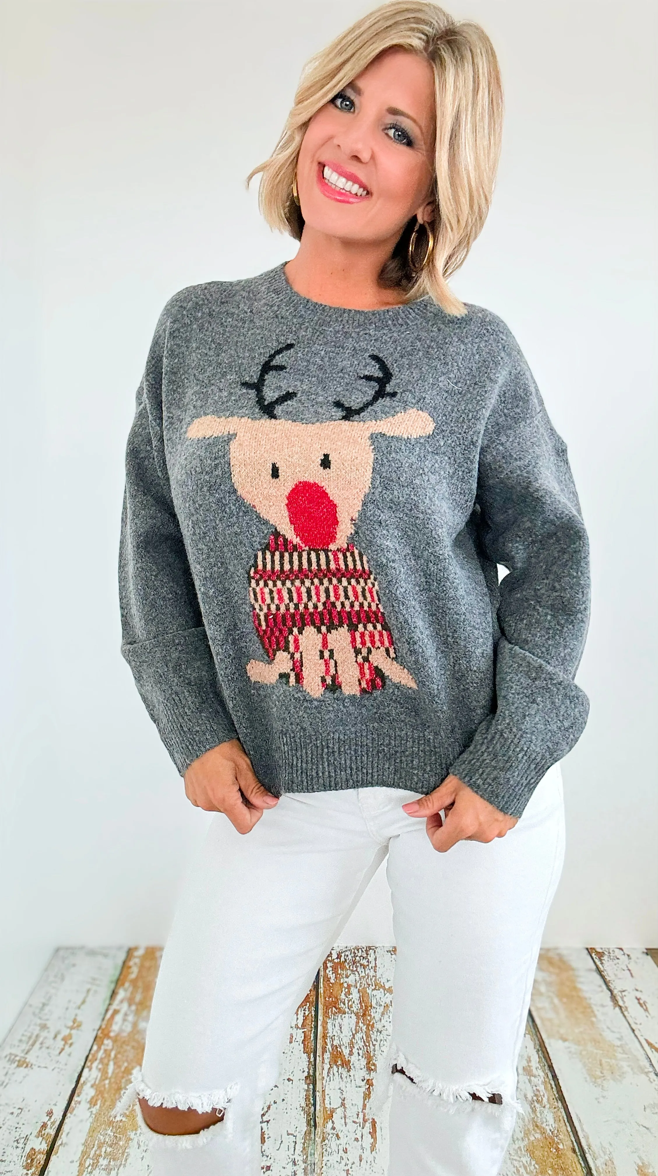 Festive Reindeer Knit Sweater