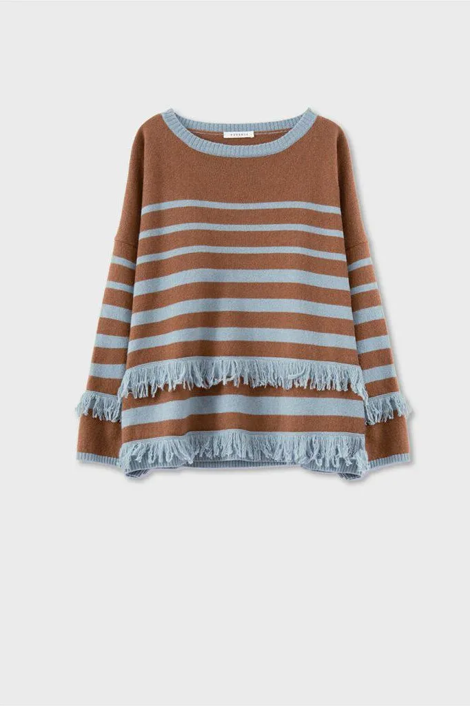 Fringe Stripe Silk Blend Knit