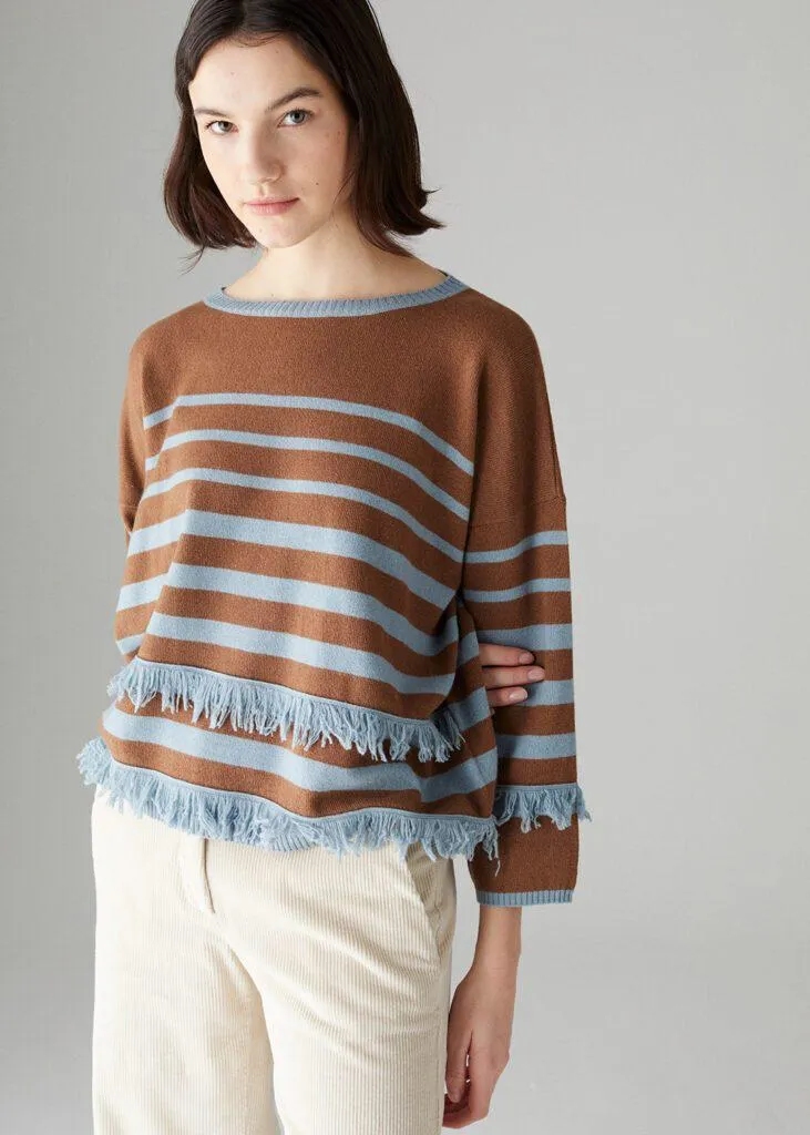 Fringe Stripe Silk Blend Knit