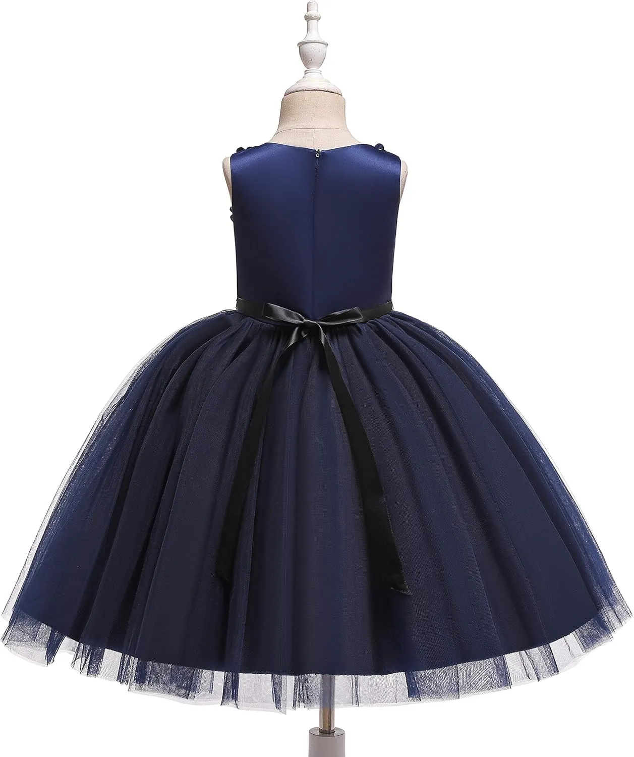 Glamulice Vintage Flower Girl Dress 3D Floral Tulle Pageant Dresses Kids Wedding Bridesmaid Formal Holiday Party Gown