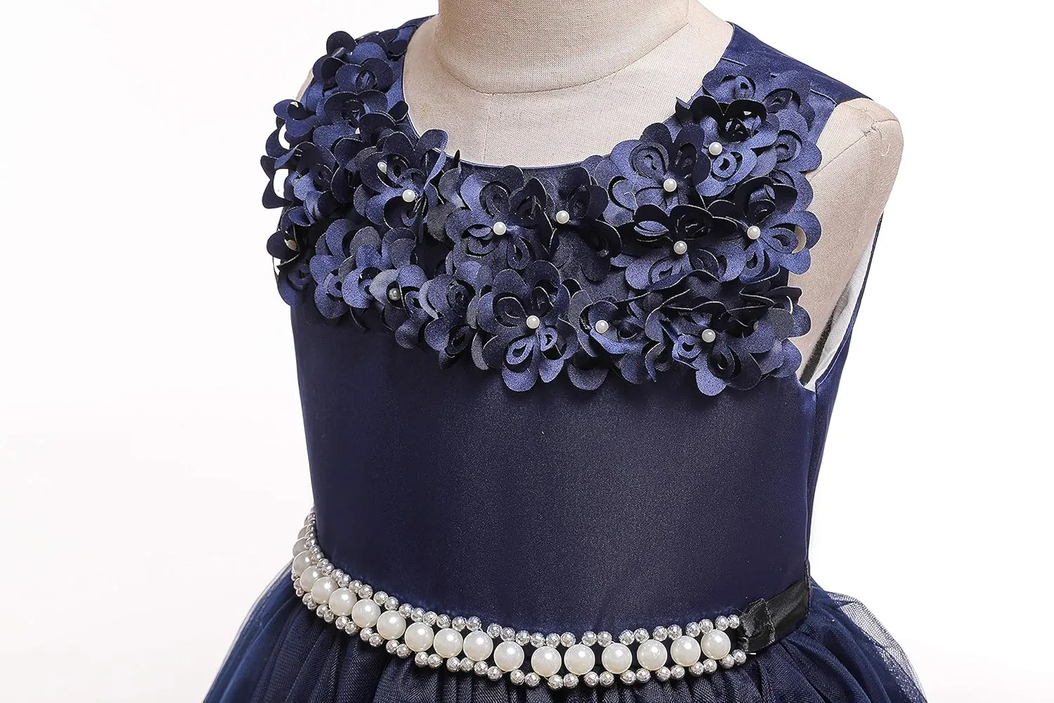 Glamulice Vintage Flower Girl Dress 3D Floral Tulle Pageant Dresses Kids Wedding Bridesmaid Formal Holiday Party Gown