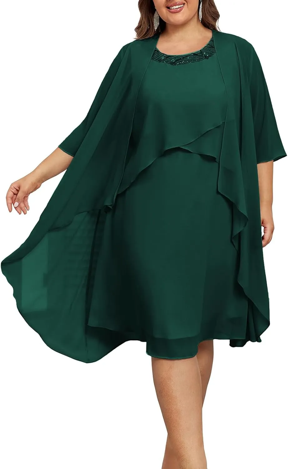 Hanna Nikole Womens Plus Size Dress with Jacket 2 Piece Wedding Guest Dresses Flowy Mother of The Bride Dress