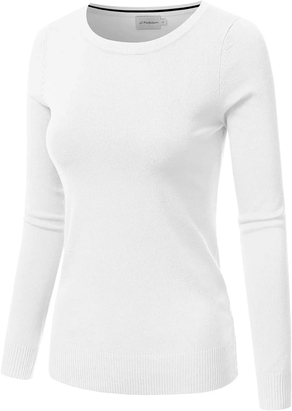 JJ Perfection Simple Soft Knit Sweater Crew Neck Long Sleeve Casual Basic Pullover Sweater Tops for Womens with Plus Size
