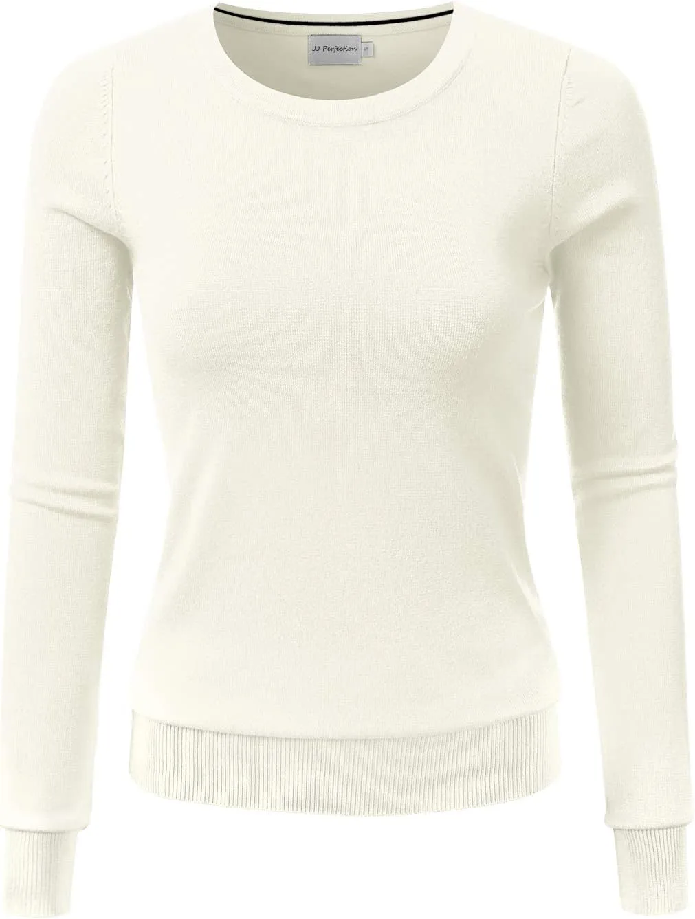 JJ Perfection Simple Soft Knit Sweater Crew Neck Long Sleeve Casual Basic Pullover Sweater Tops for Womens with Plus Size