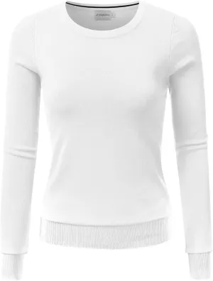 JJ Perfection Simple Soft Knit Sweater Crew Neck Long Sleeve Casual Basic Pullover Sweater Tops for Womens with Plus Size