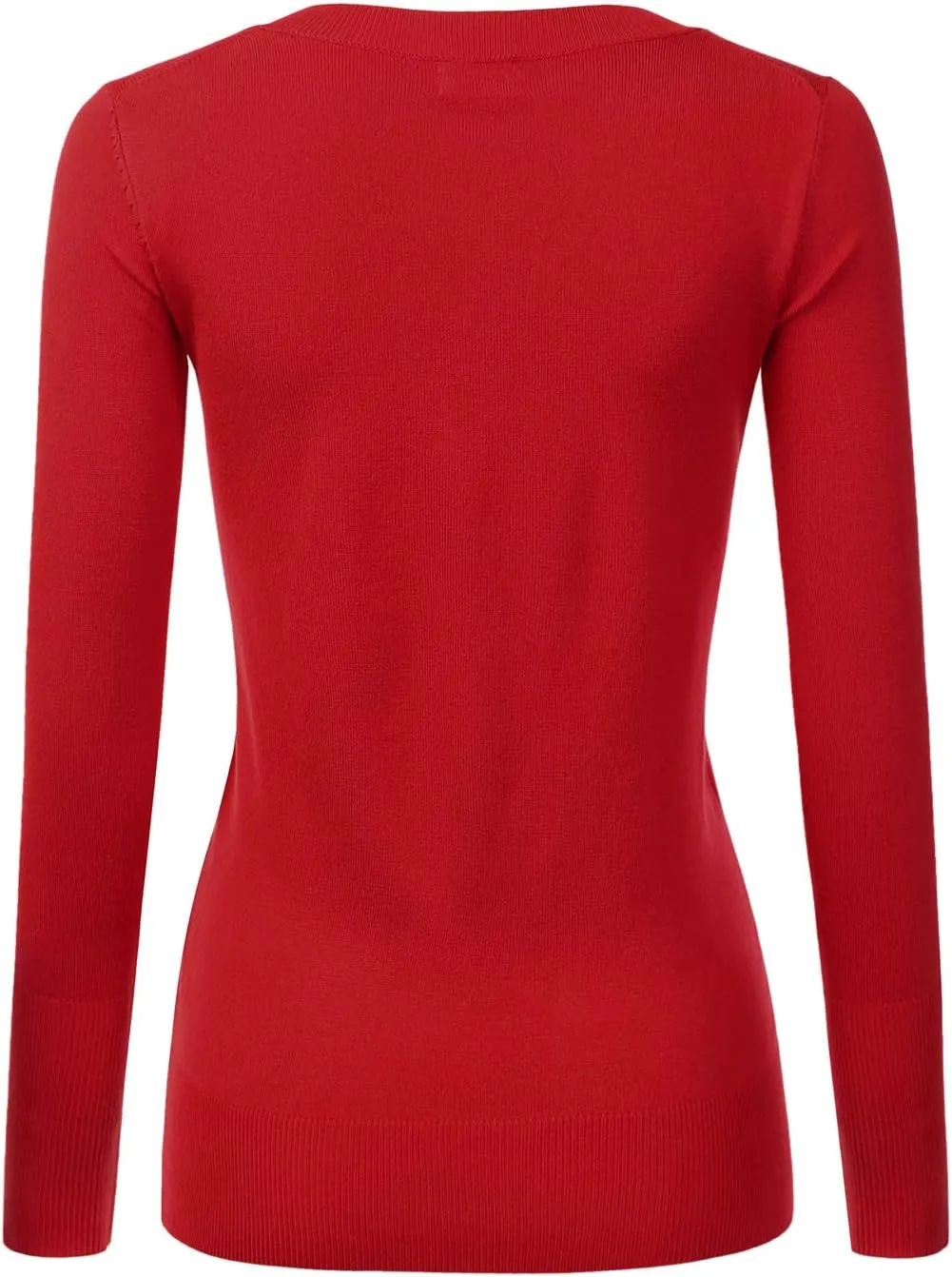 JJ Perfection Simple V-Neck Long Sleeve Pullover Essential Casual Soft Knit Fitted Sweaters for Womens Clothes with Plus Size