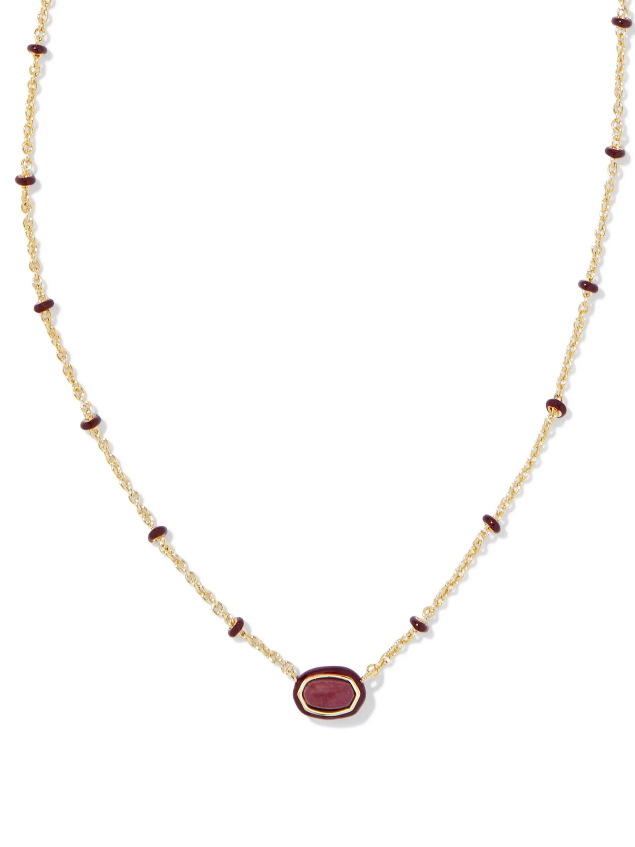 Kendra Scott Mini Elisa Enamel Frame Short Pendant Necklace - Gold Maroon Magnesite