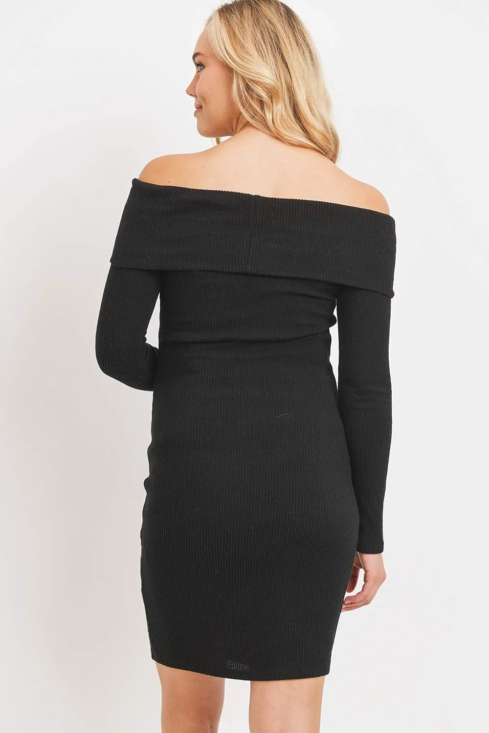 LaClef Women's Off Shoulder Sweater Knit Maternity Dress