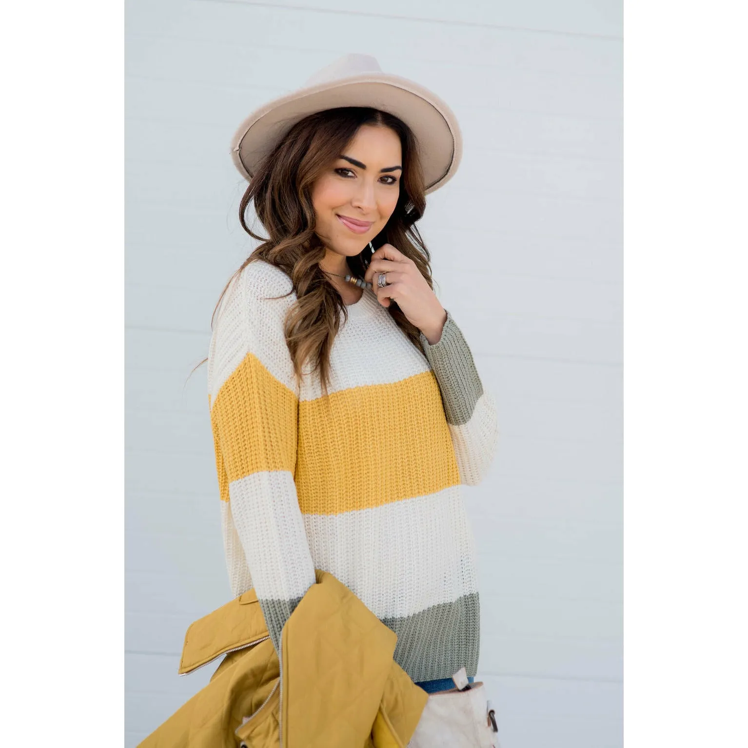 Large Bright Stripe Knit Sweater