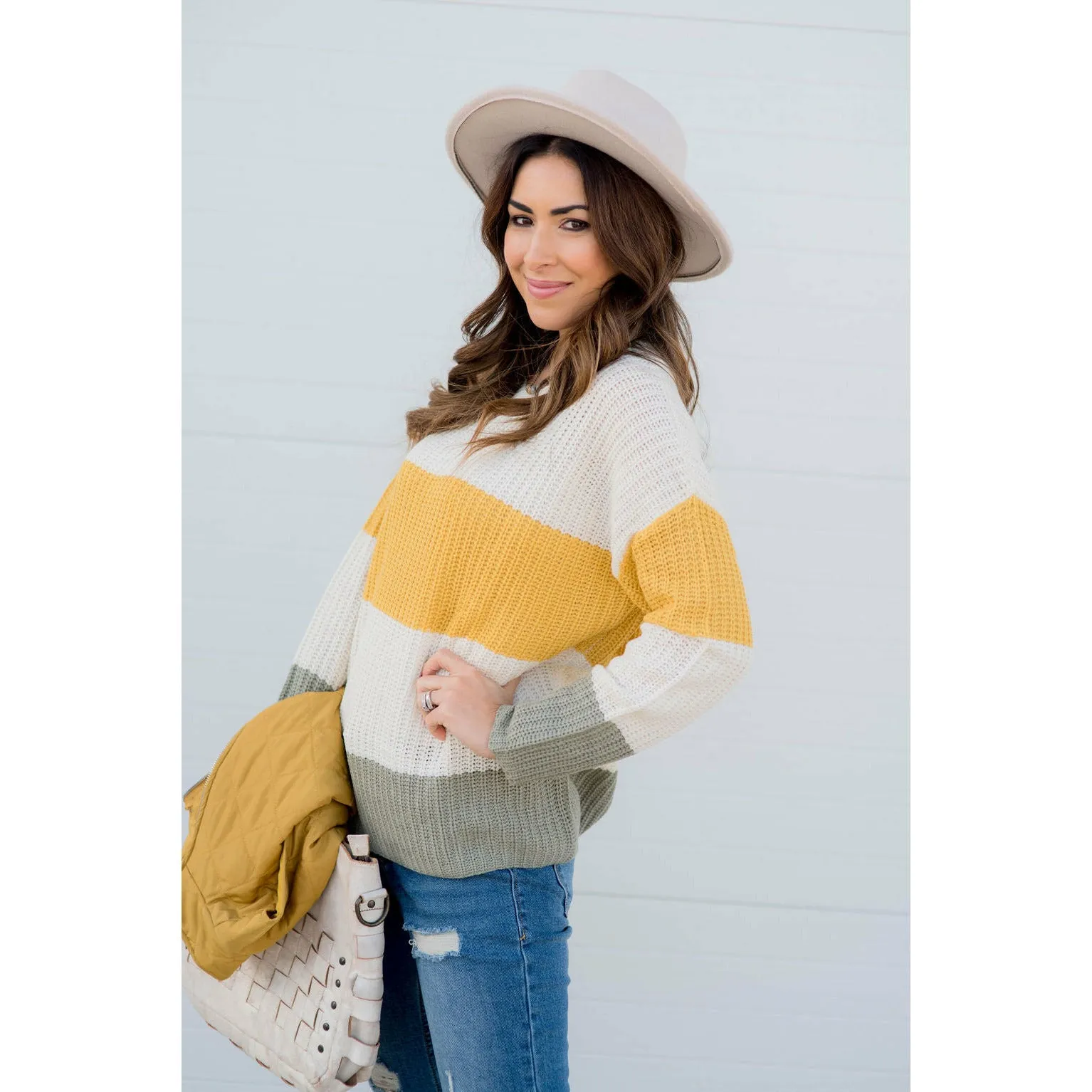 Large Bright Stripe Knit Sweater