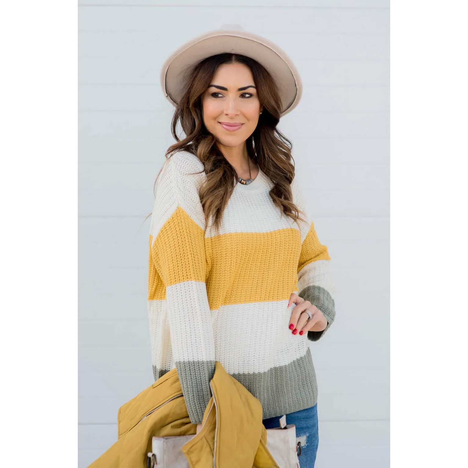 Large Bright Stripe Knit Sweater
