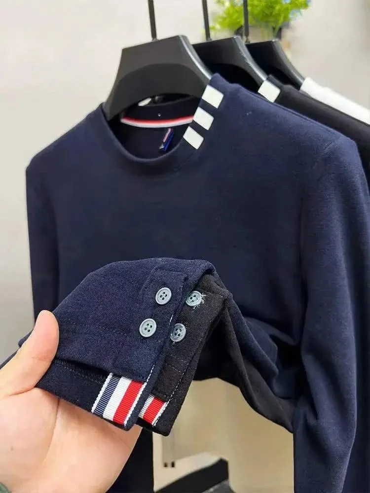 Luxury Velvet Long Sleeve Pullover T-Shirt for Men