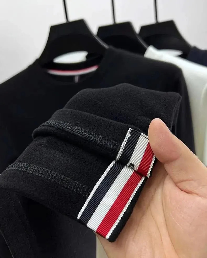 Luxury Velvet Long Sleeve Pullover T-Shirt for Men