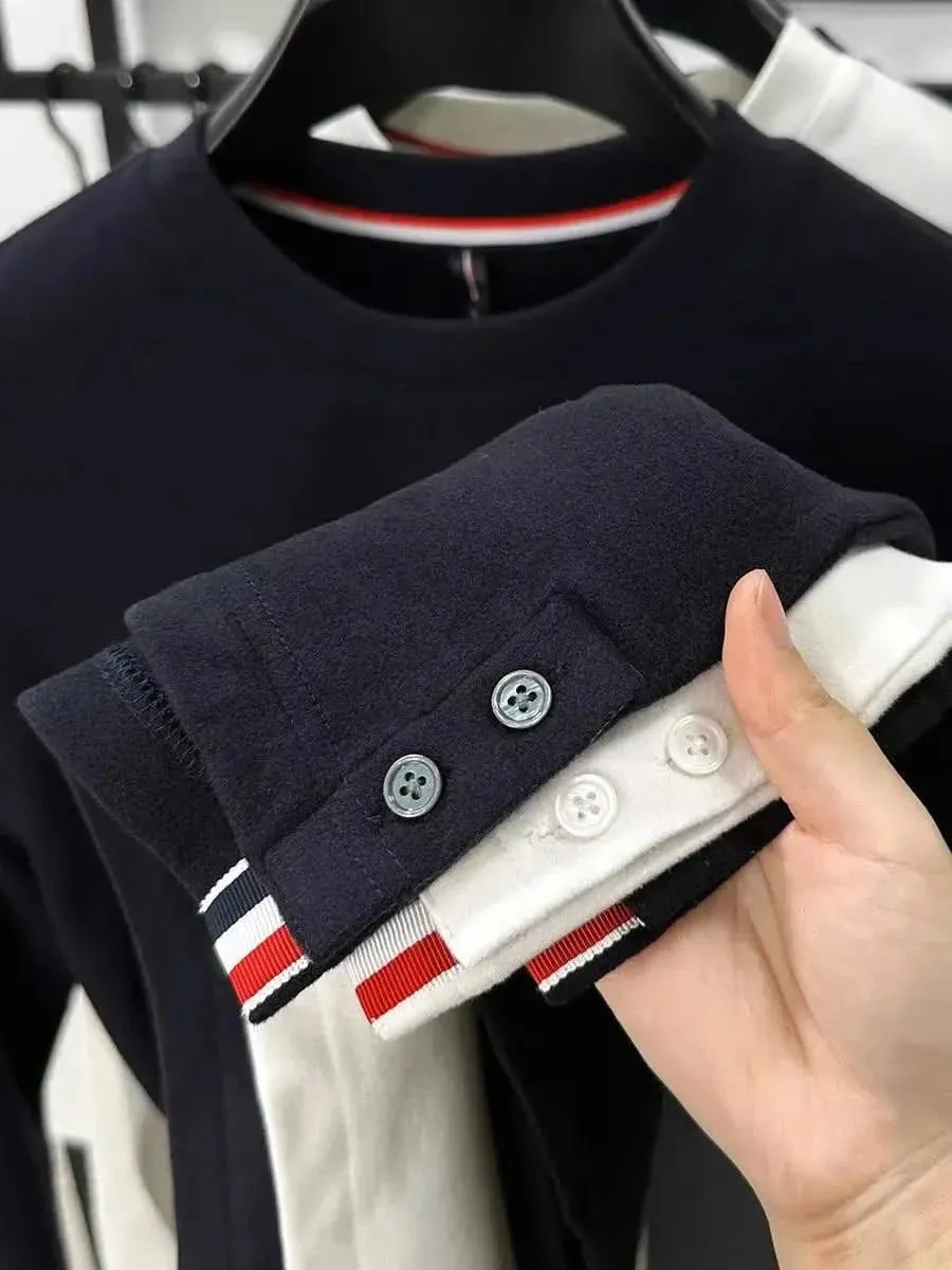 Luxury Velvet Long Sleeve Pullover T-Shirt for Men