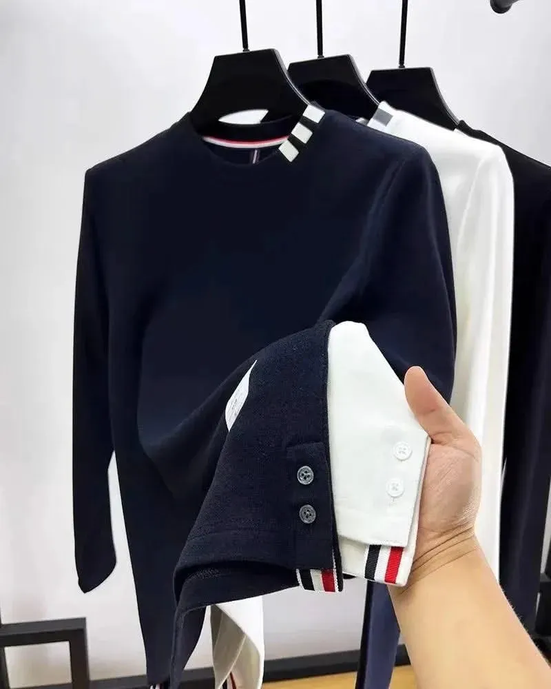 Luxury Velvet Long Sleeve Pullover T-Shirt for Men