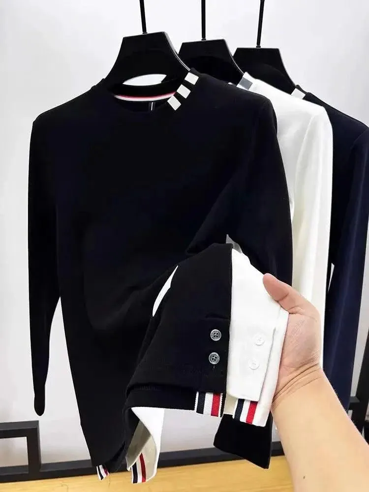 Luxury Velvet Long Sleeve Pullover T-Shirt for Men