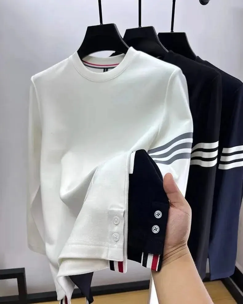 Luxury Velvet Long Sleeve Pullover T-Shirt for Men