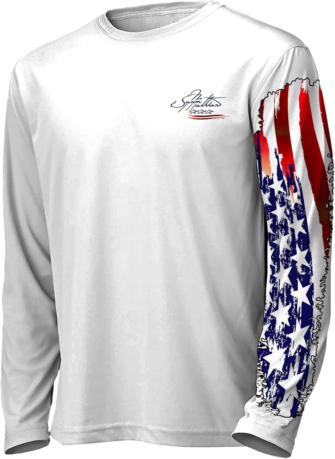 Men’s “American Flag Bass” Comfortable Fishing Shirt-UPF 50  Interlocking Fabric, Quick-Dry, Ideal for Anglers (JM016)