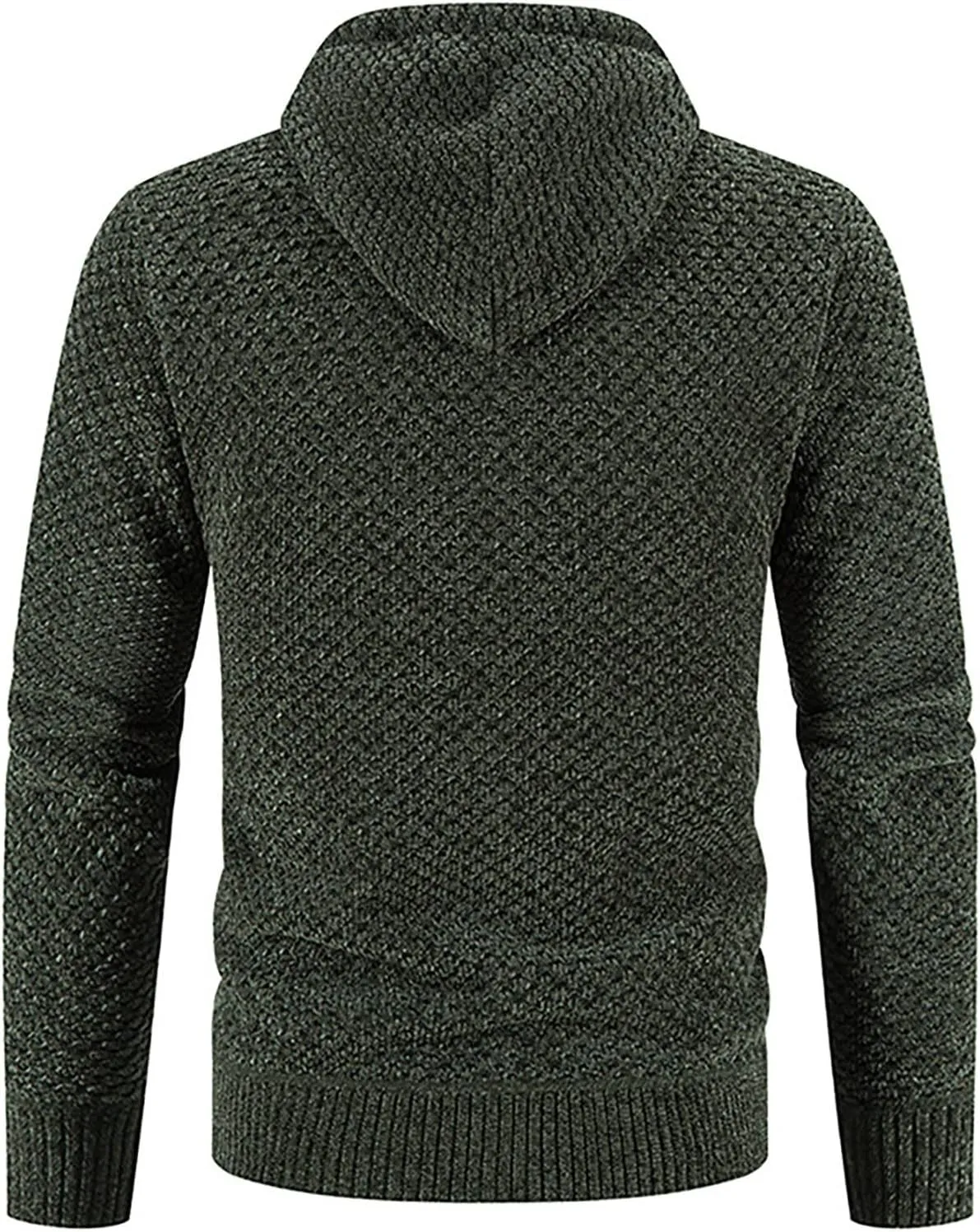 Men's Casual Stand Collar Cardigan Button Down Cable Thick Knitted Full Zip Sweater with Pattern