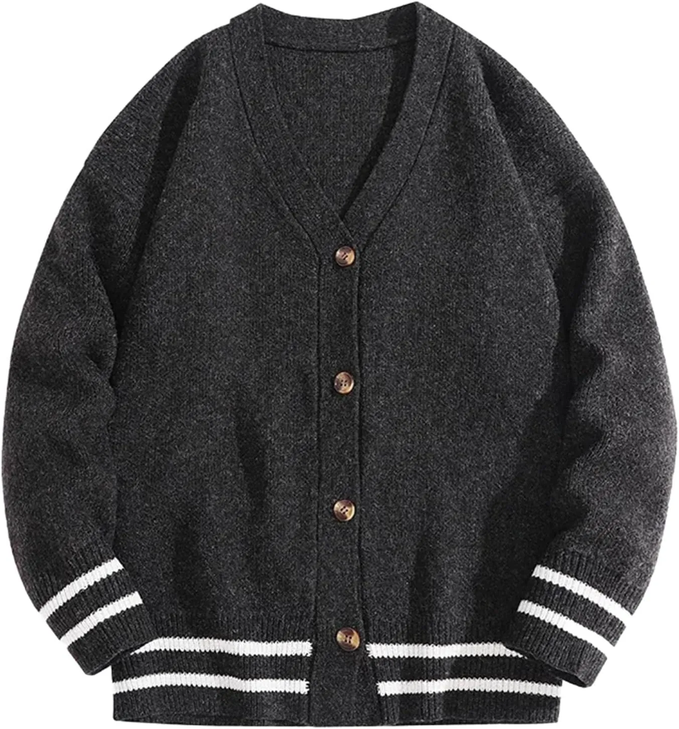 Men's V-Neck Cardigan Casual Loose Long-Sleeved Sweater Single Breasted Knitted Versatile Simple Jacket