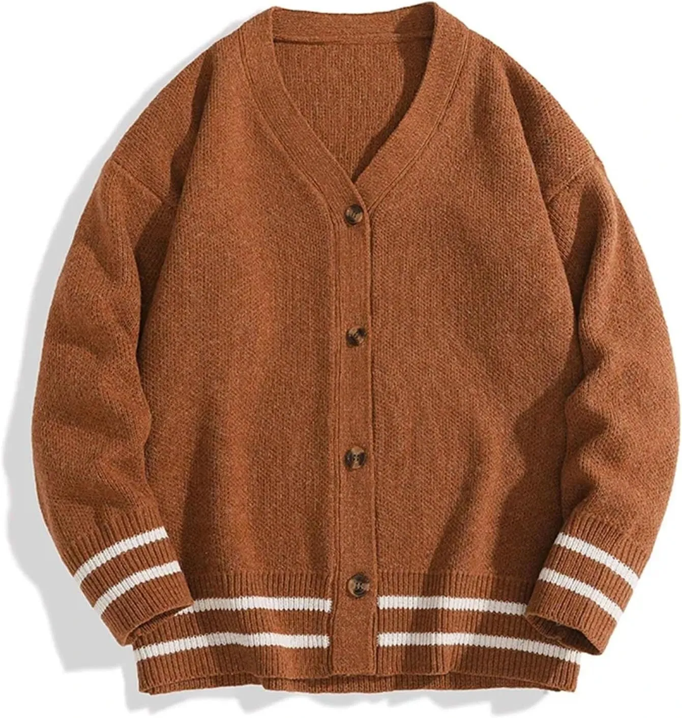 Men's V-Neck Cardigan Casual Loose Long-Sleeved Sweater Single Breasted Knitted Versatile Simple Jacket