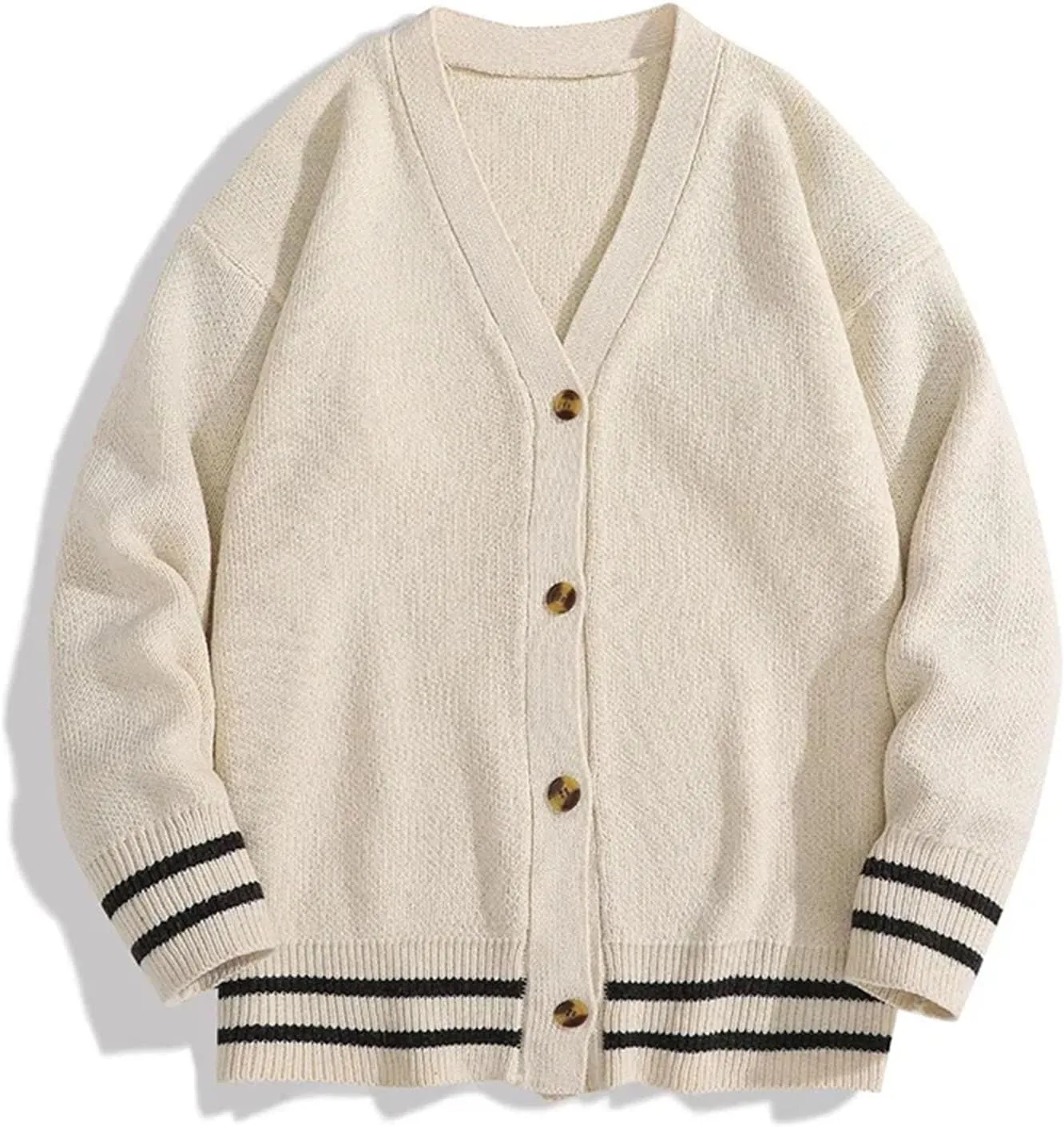 Men's V-Neck Cardigan Casual Loose Long-Sleeved Sweater Single Breasted Knitted Versatile Simple Jacket