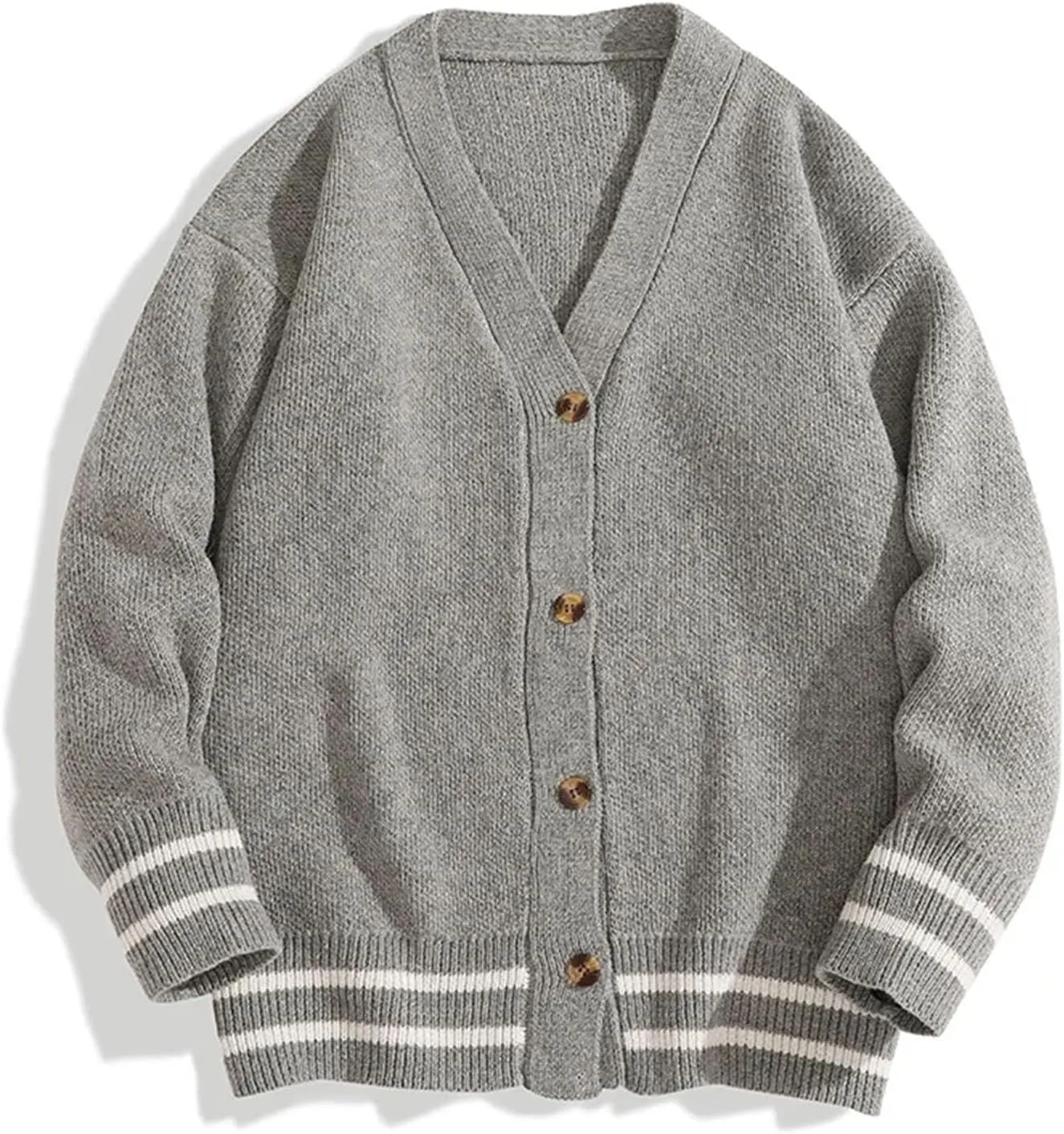 Men's V-Neck Cardigan Casual Loose Long-Sleeved Sweater Single Breasted Knitted Versatile Simple Jacket