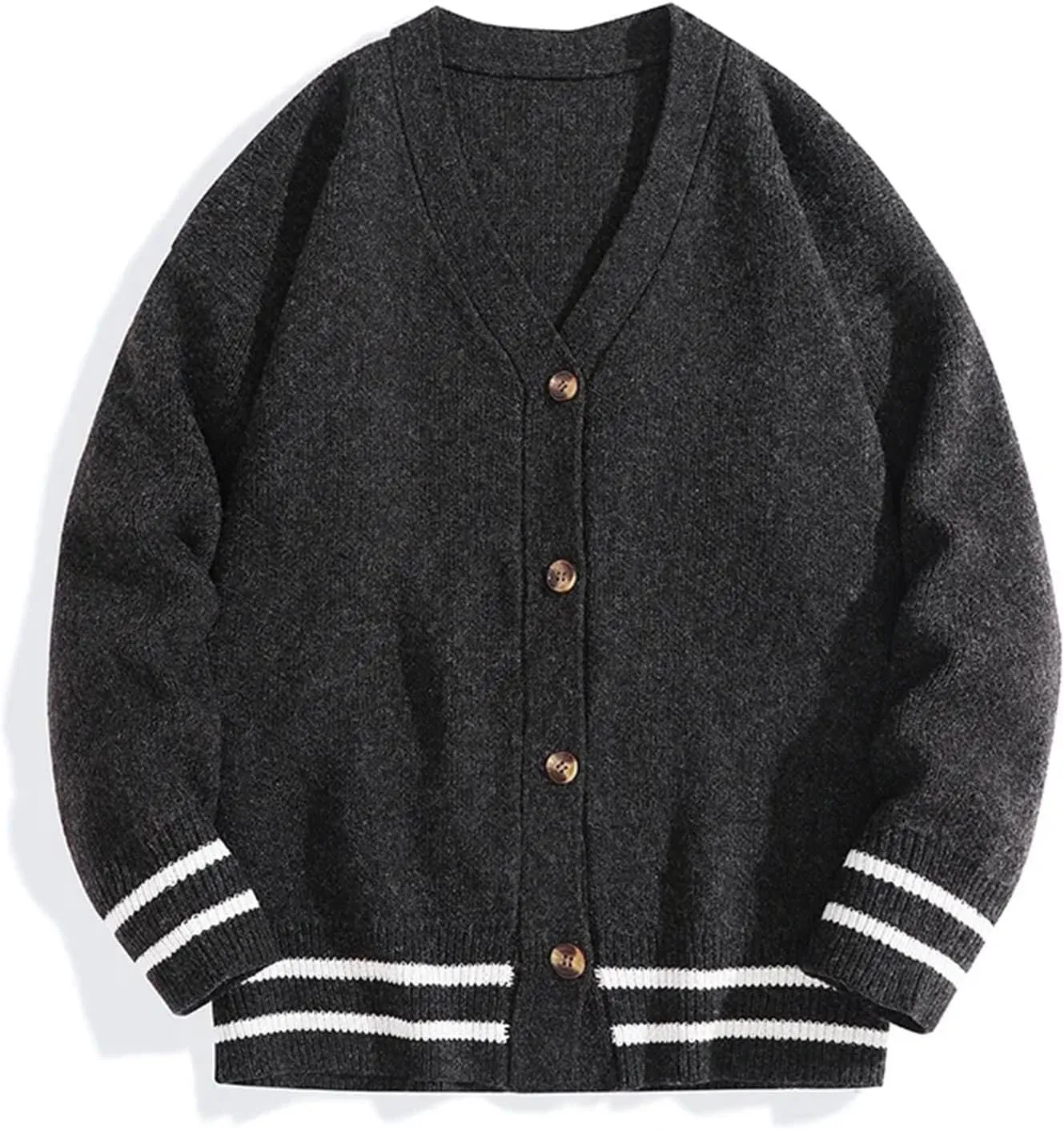 Men's V-Neck Cardigan Casual Loose Long-Sleeved Sweater Single Breasted Knitted Versatile Simple Jacket