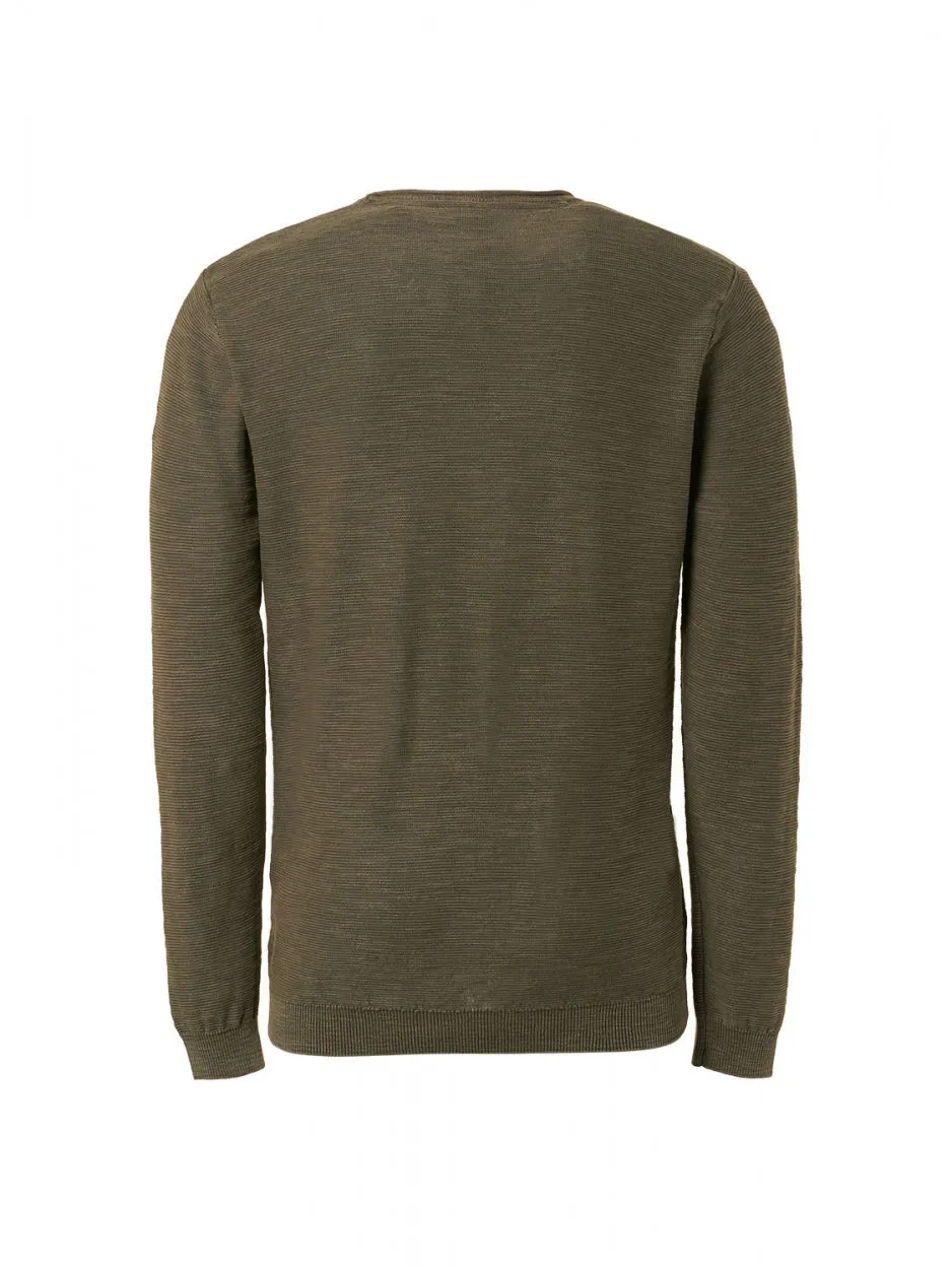 Pullover Crewneck Relief Garment Dyed   Stone Washed | Army