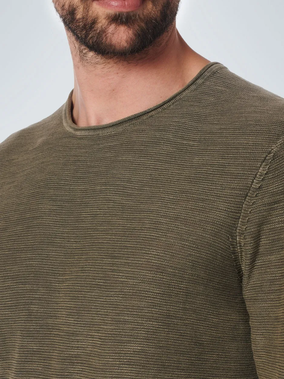 Pullover Crewneck Relief Garment Dyed   Stone Washed | Army