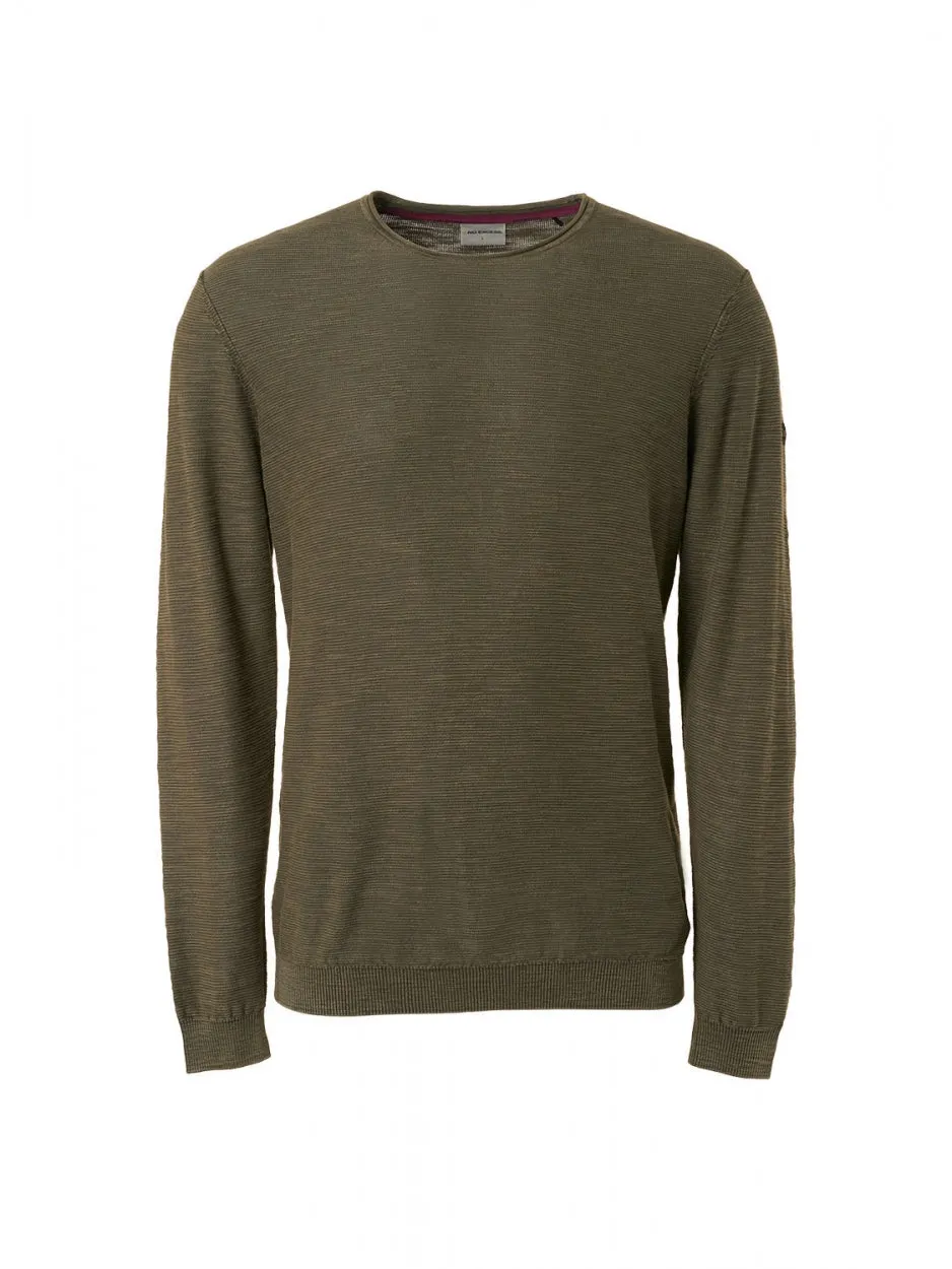 Pullover Crewneck Relief Garment Dyed   Stone Washed | Army