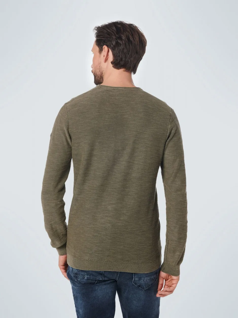 Pullover Crewneck Relief Garment Dyed   Stone Washed | Army