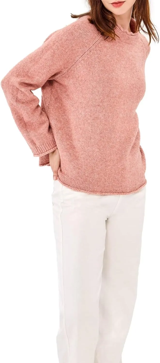 Simple&Opulence Women's Wool Blend Soft Sweater 2024 Crew Neck Long Sleeve Pullover Sweaters Tops for Women S-XL