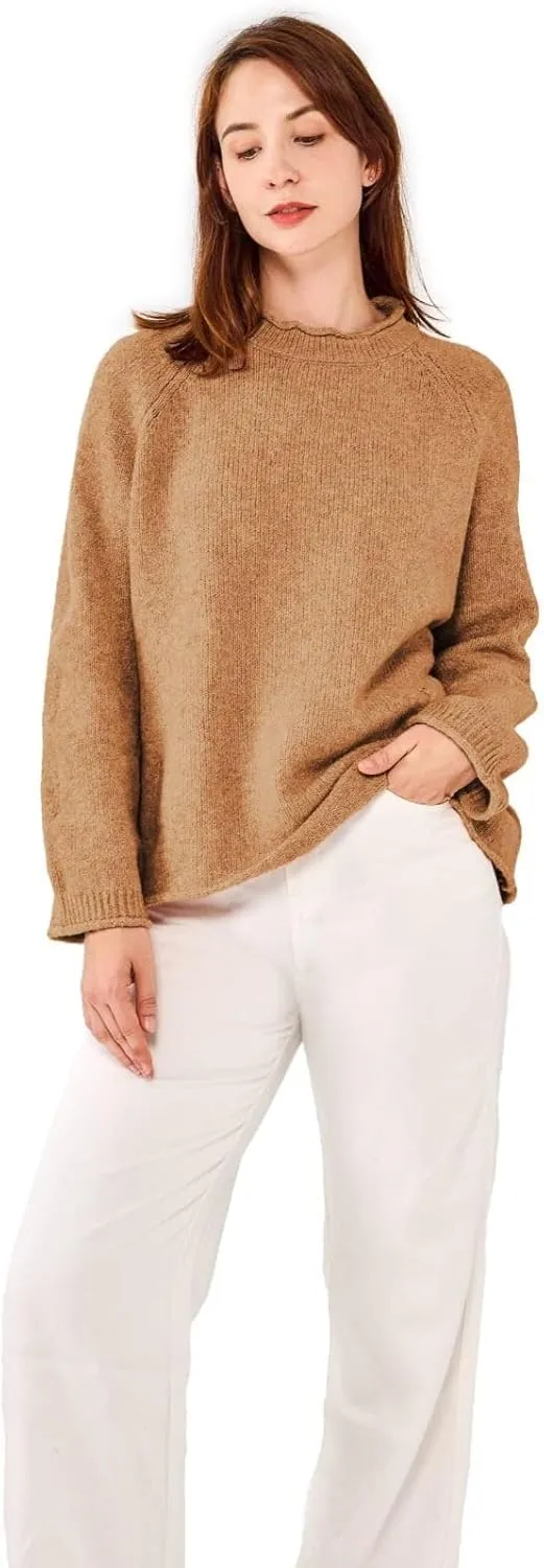 Simple&Opulence Women's Wool Blend Soft Sweater 2024 Crew Neck Long Sleeve Pullover Sweaters Tops for Women S-XL